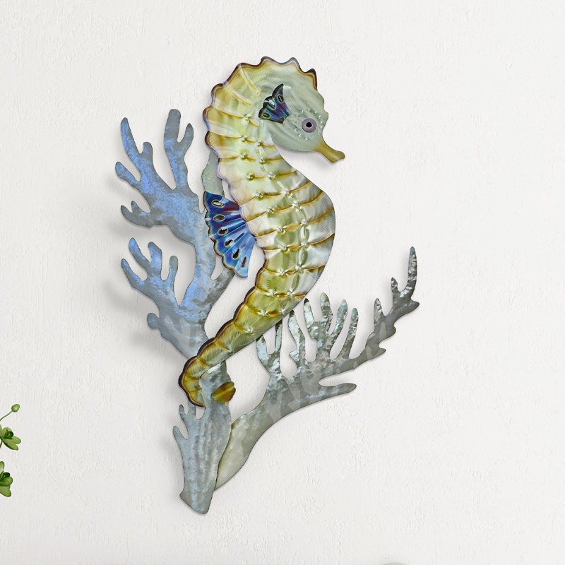 Highland Dunes Seahorse Coral Metal Wall Décor Wayfair